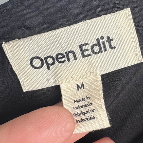 OPEN EDIT‎ Jacquard Tie Shoulder Romper in Black NWT Women's Size Medium - Picture 5 of 7